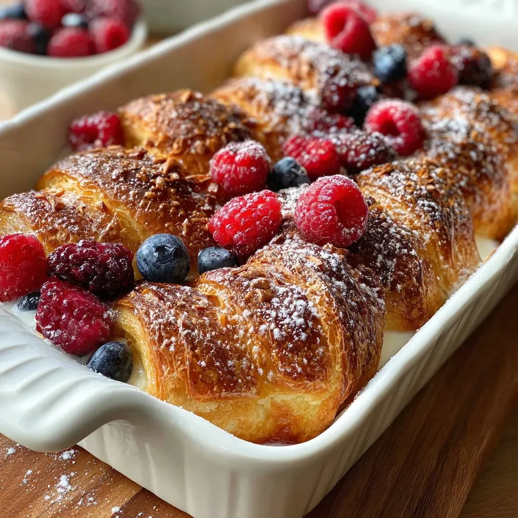 Berry Croissant breakfast bake with fresh berries and flaky croissants