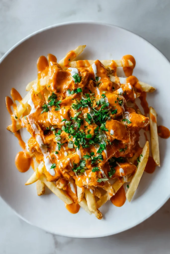 Delicious Chicken Tikka Masala Fries served in a bowl.
