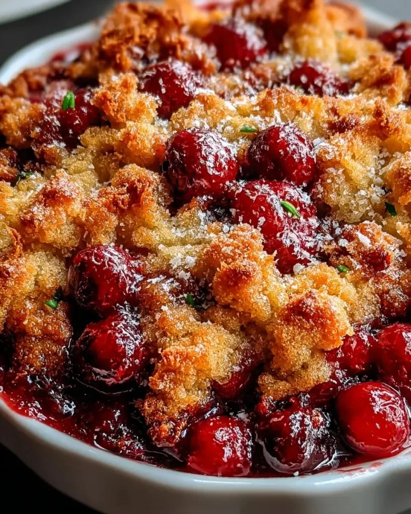 Delicious Crispy Cranberry Cobbler with a golden brown topping