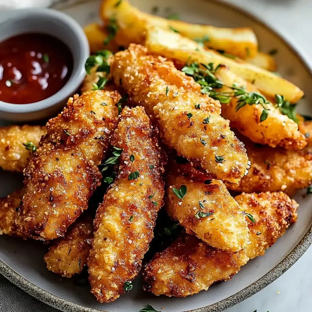 Crispy homemade baked chicken tenders served on a plate