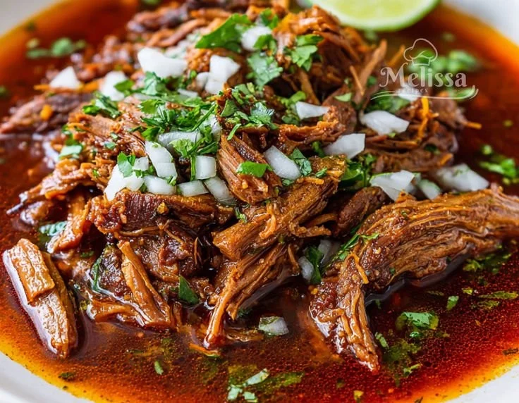 Delicious serving of Crockpot Birria with tender beef and rich spices