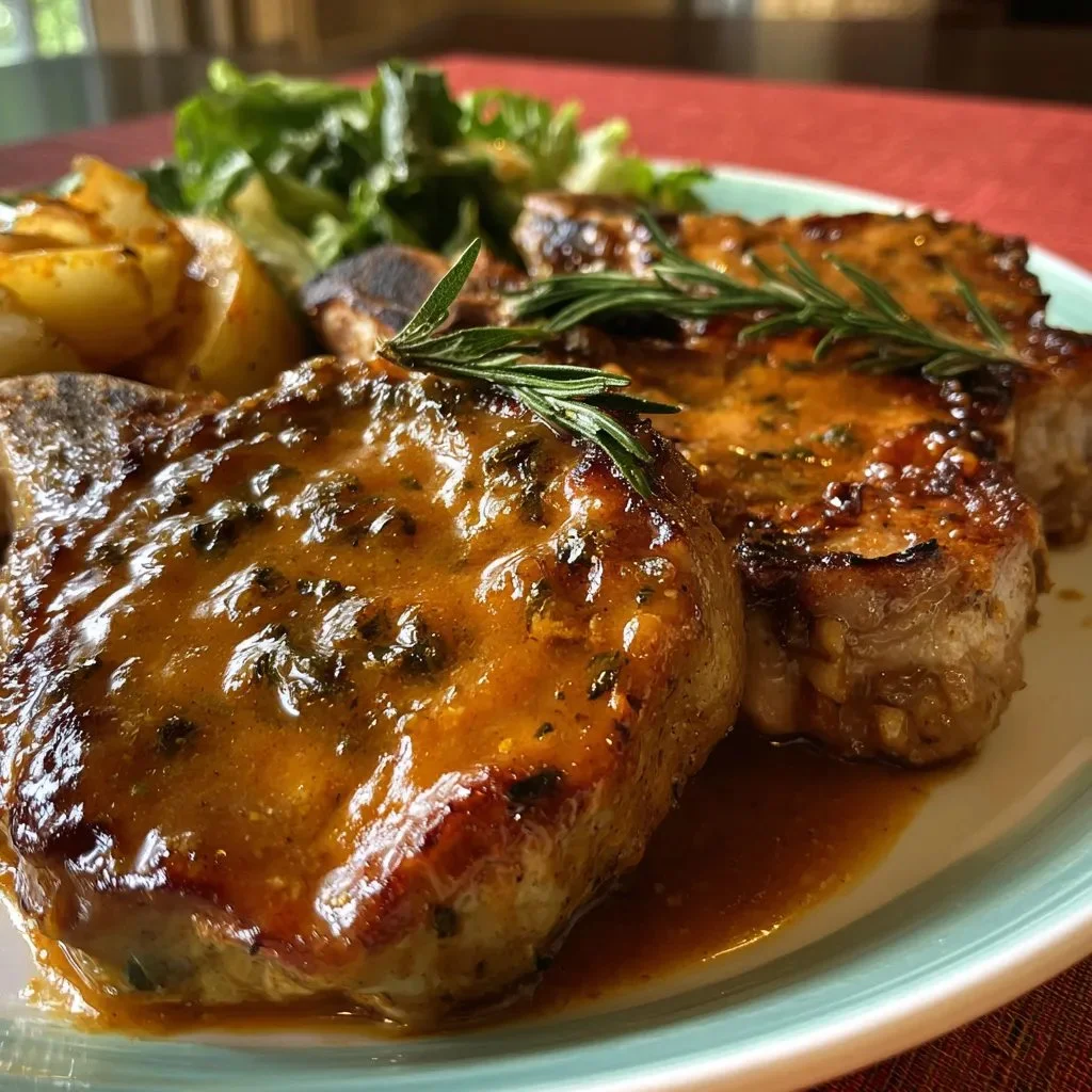 Tender crockpot pork chops cooked with herbs and spices for a flavorful meal