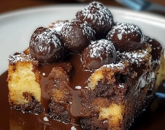Decadent dark chocolate bread pudding served in a rustic dish
