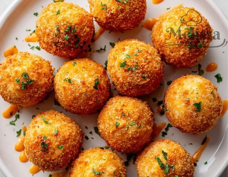 Delicious Easy Buffalo Chicken Bombs served on a plate with dipping sauce