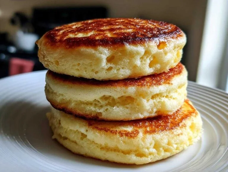 Stack of fluffy pancakes topped with syrup and fresh berries