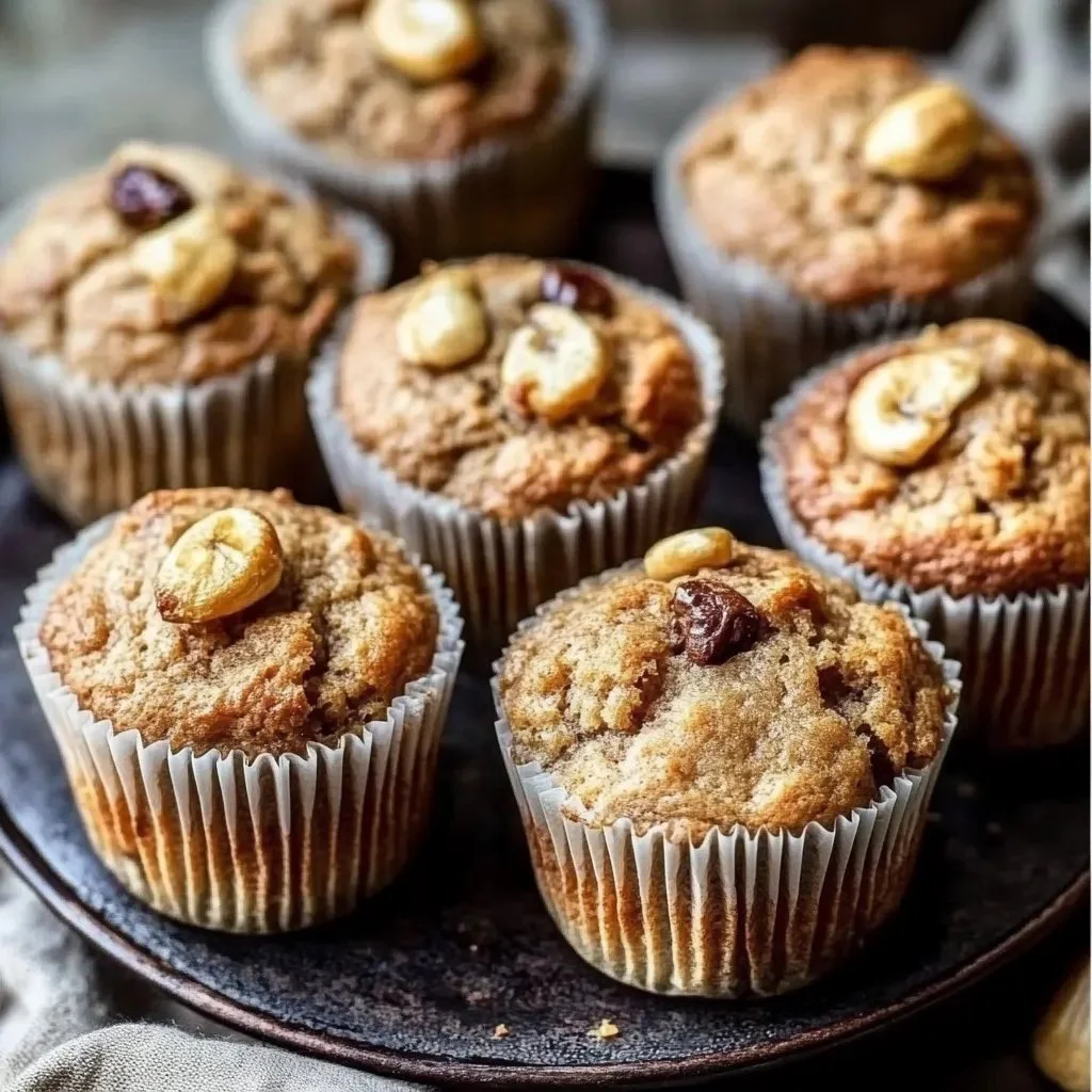 Healthy Peanut Butter Banana Muffins baked and ready to eat