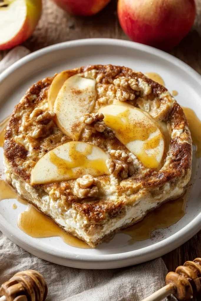 High-Protein Apple Cinnamon Cottage Cheese Bake with fresh apples and cinnamon