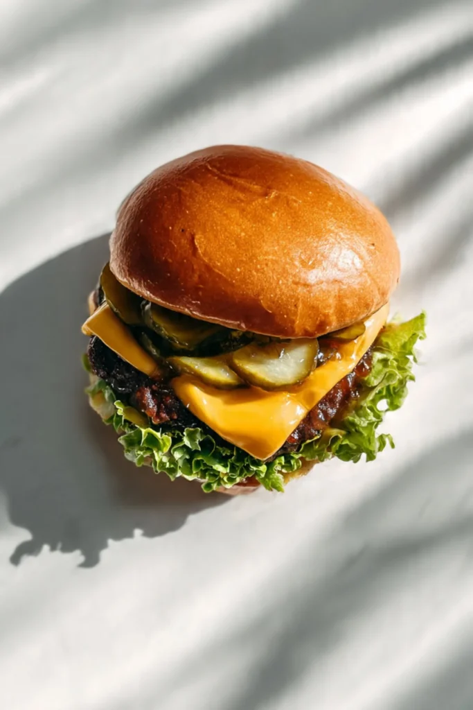 Delicious Hot Honey Smashed Burger topped with spicy honey glaze.