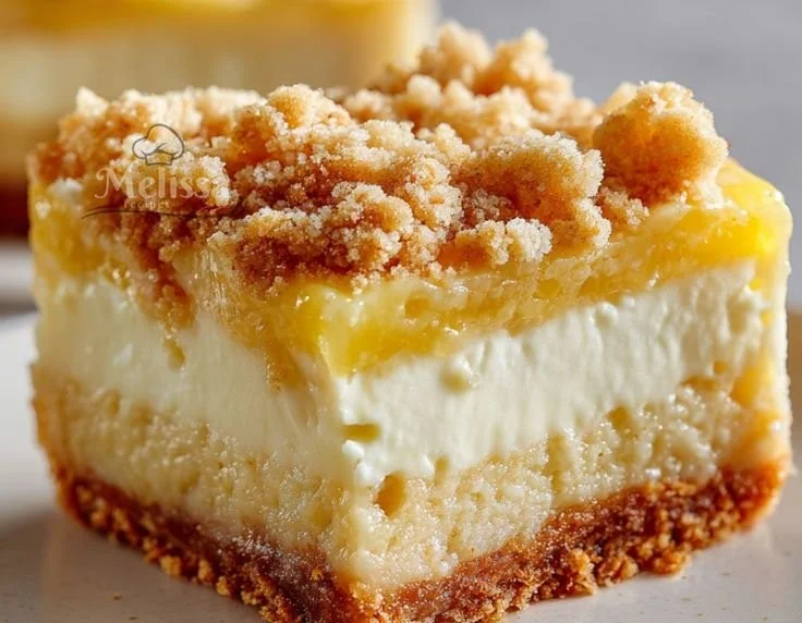 Delicious Lemon Cream Cheese Dump Cake served on a plate