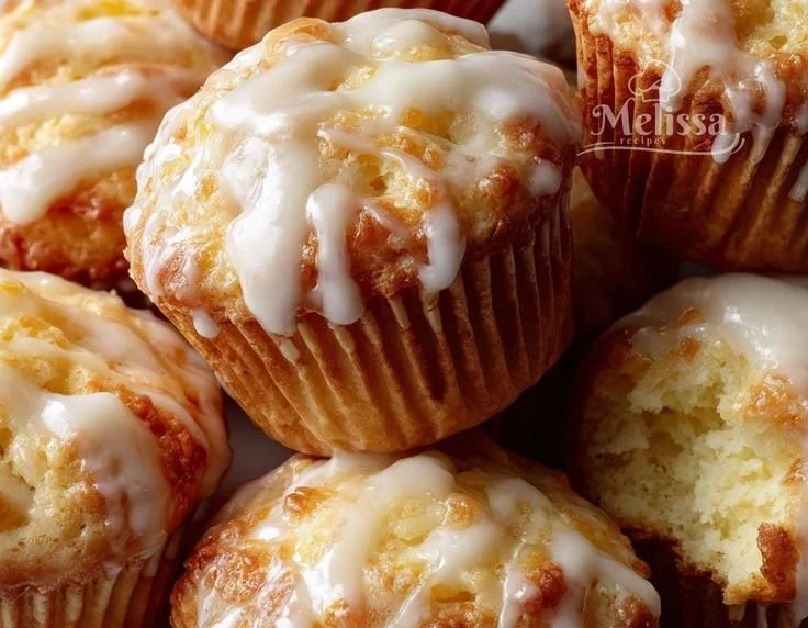 Lemon cream cheese swirl muffins with a golden top and creamy filling