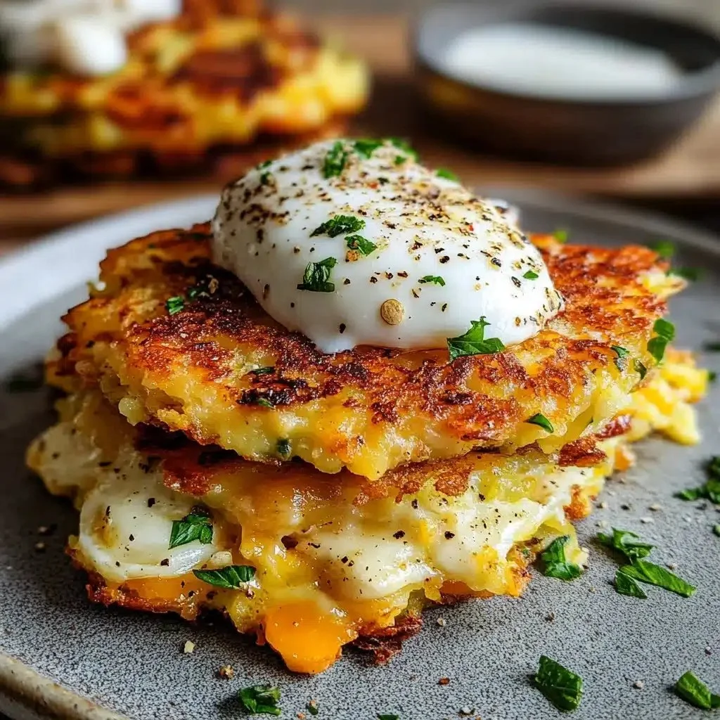 Delicious Loaded Hash Browns topped with cheese and bacon