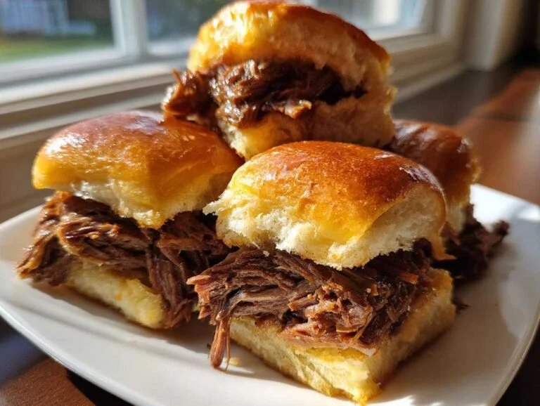 Delicious Mississippi pot roast sliders served on a platter