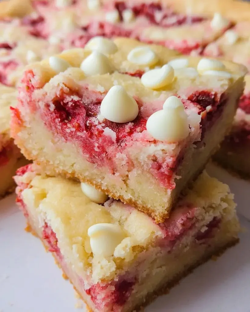 Delicious strawberry white chocolate bars with fresh strawberries and white chocolate drizzle