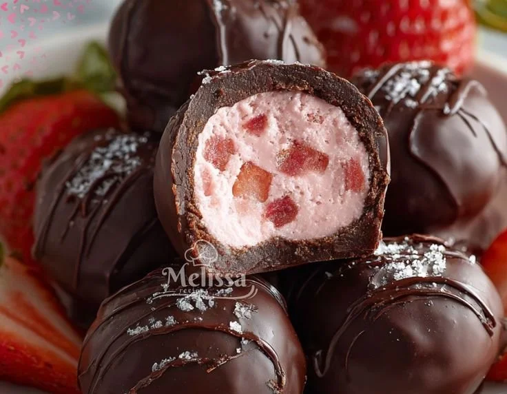 Strawberry yogurt bites in a bowl with fresh strawberries and yogurt