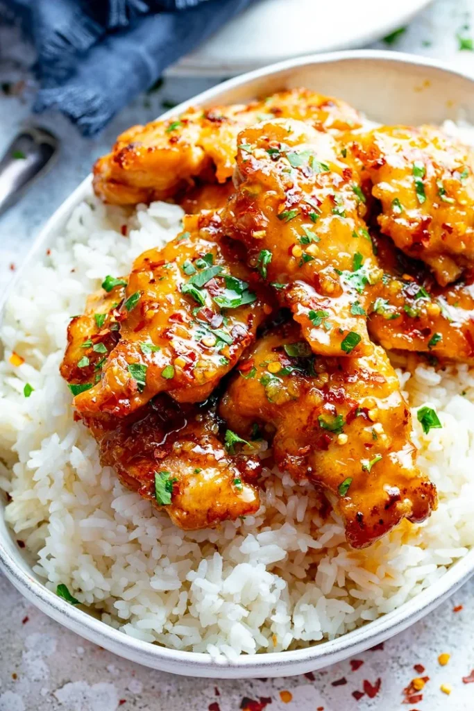Quick 20 minute honey garlic chicken recipe with tender chicken and a sweet garlic sauce.