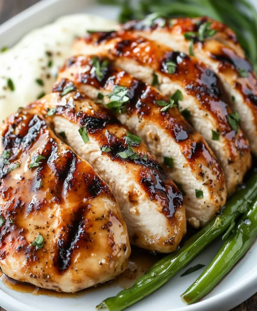 Delicious balsamic baked chicken breast with herbs and spices