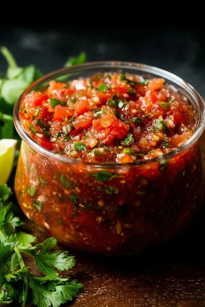 Bowl of the best homemade salsa with fresh ingredients and vibrant colors