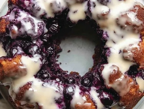 Freshly baked blueberry monkey bread with a golden crust.