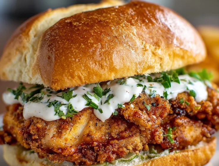 Cajun crispy chicken sandwich served with garlic aioli and fresh ingredients