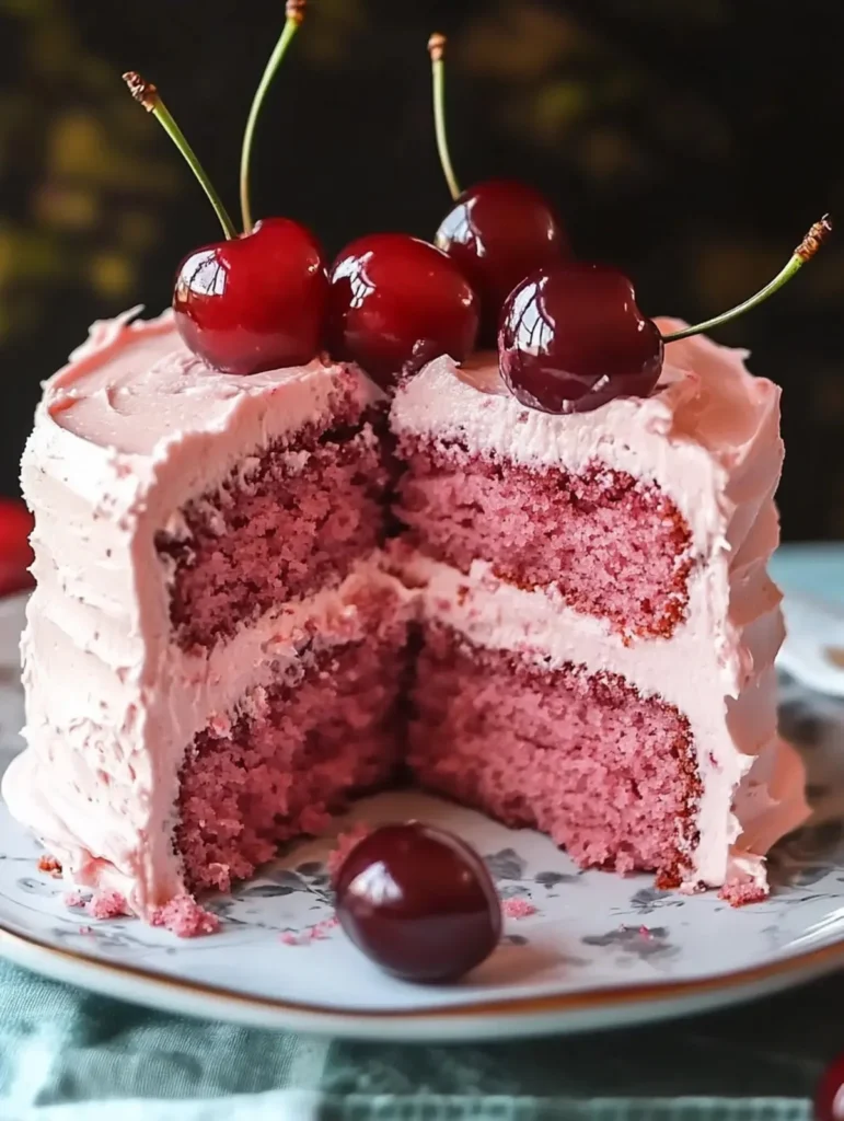 Homemade Cherry Cream Cheese Frosting on a cupcake