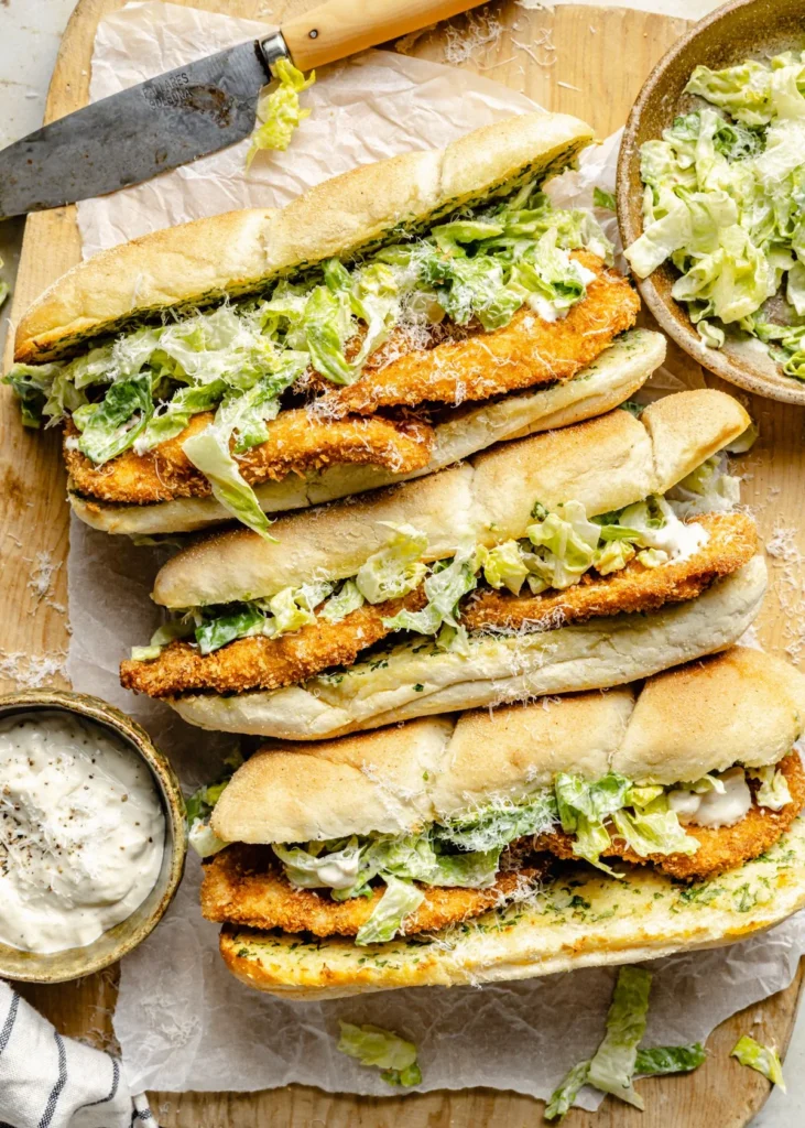 Delicious Chicken Caesar Sandwich with grilled chicken and fresh ingredients