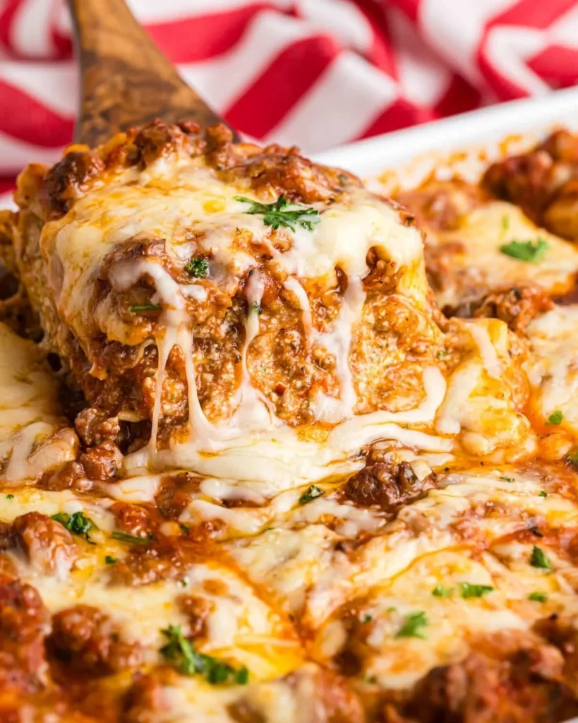 Delicious Crazy Good Lasagna with layers of cheese and sauce