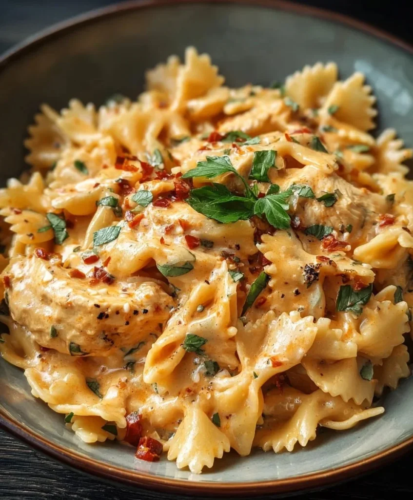 Creamy Marry Me Chicken Pasta served with herbs and cheese