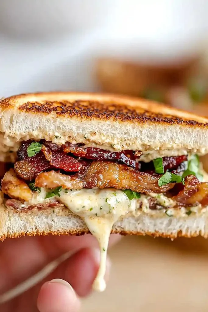 Crunchy Fried Green Tomato BLT Sandwich with crispy greens and bacon
