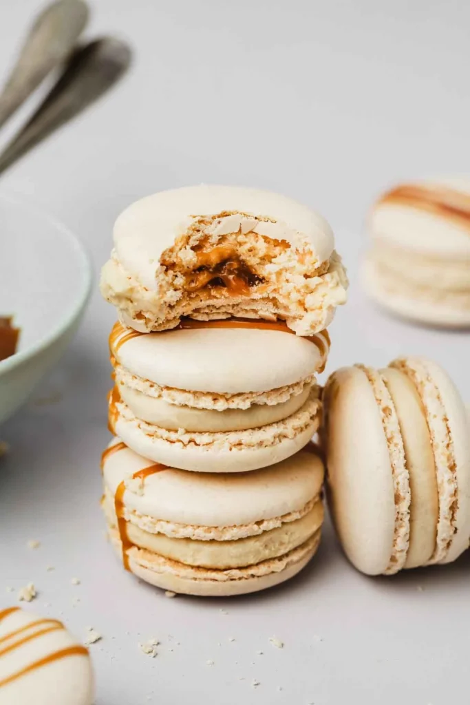 Delicious easy salted caramel macarons on a plate