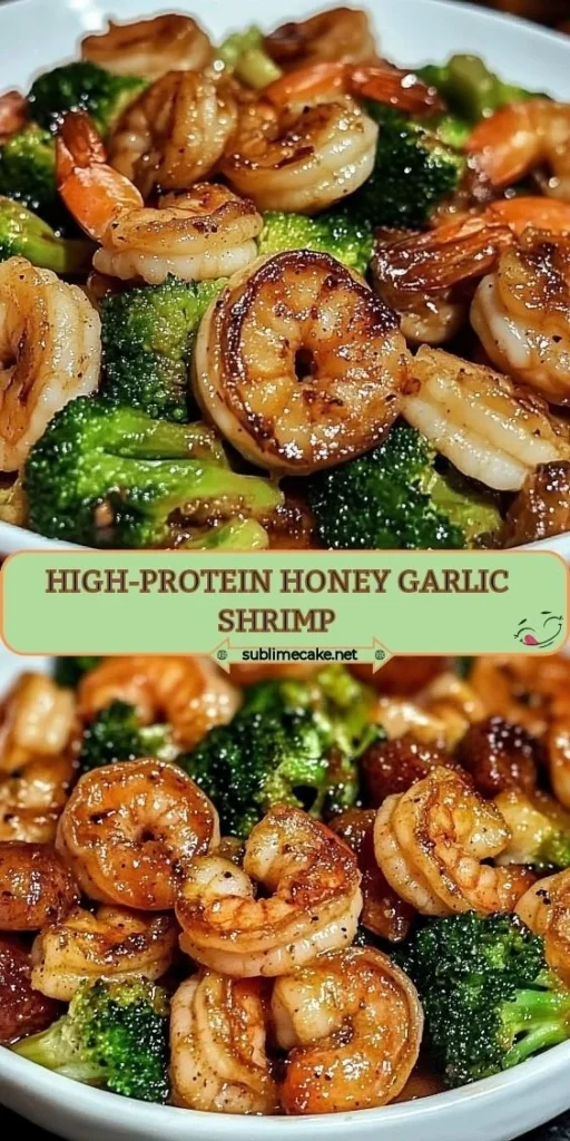 Plate of high-protein honey garlic shrimp garnished with herbs.