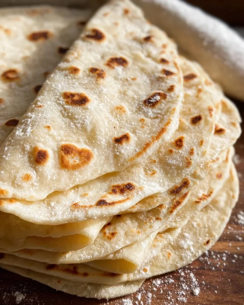 Homemade flour tortillas served on a plate