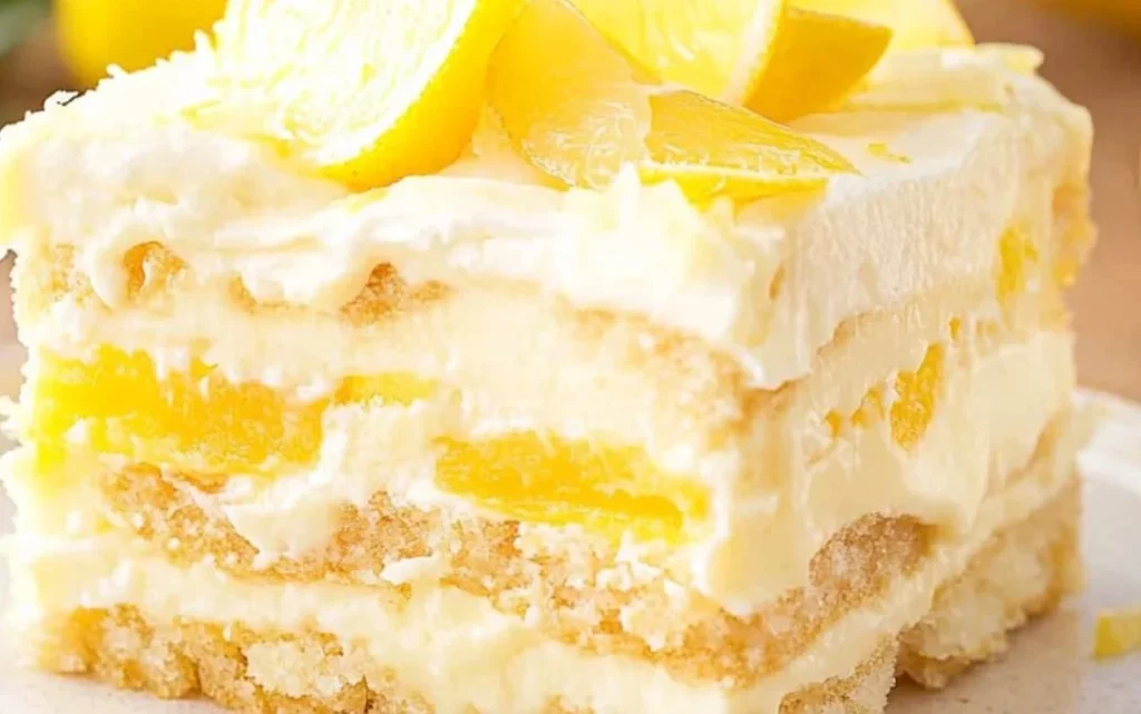 Delicious lemon tiramisu dessert with creamy layers and lemon zest garnish