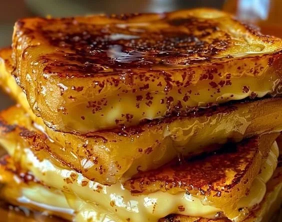 Delicious Overnight Crème Brûlée French Toast served with caramelized sugar topping.