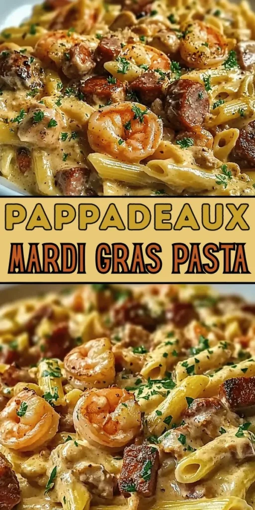 Delicious Mardi Gras Pasta inspired by Pappadeaux's recipe, featuring vibrant ingredients.