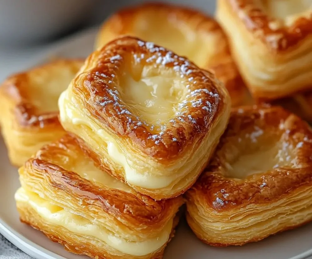 Perfectly flaky mini cheese danish with creamy cheese filling on a plate