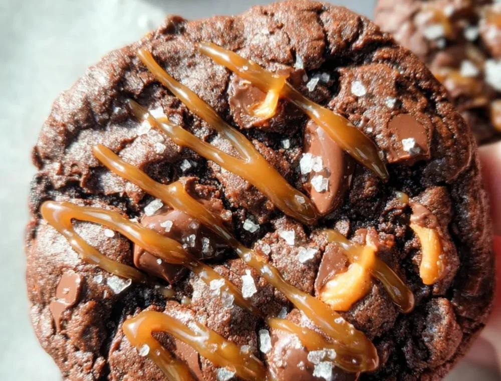 Delicious Sea Salt Caramel Cookies with Double Chocolate
