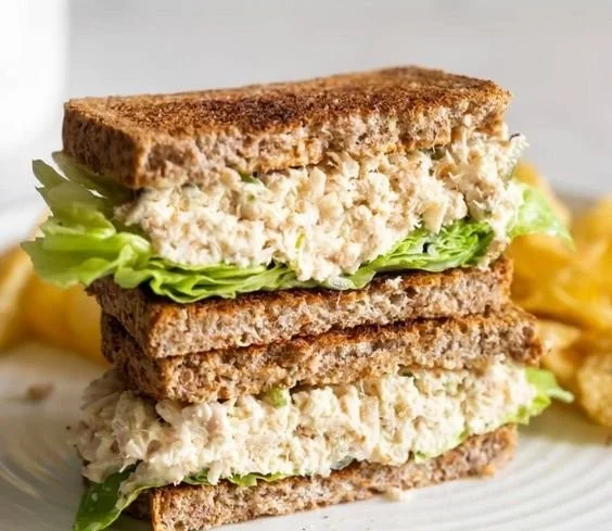 Delicious and healthy tuna salad sandwich on a plate