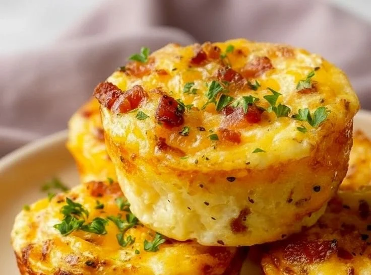 Cheesy cottage cheese egg bites baked in a muffin tin, perfect for breakfast.