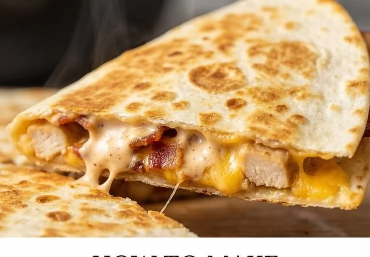 Chipotle Ranch Bacon Chicken Quesadillas ready to serve on a plate