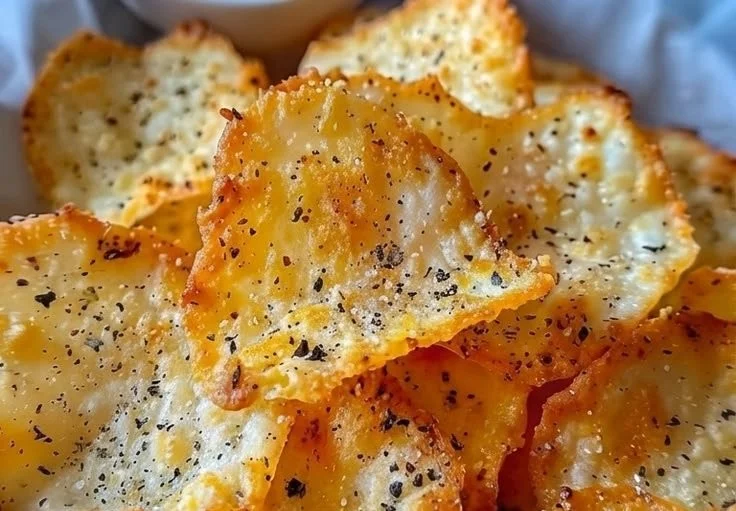 Healthy cottage cheese chips in a bowl, perfect for snacking.