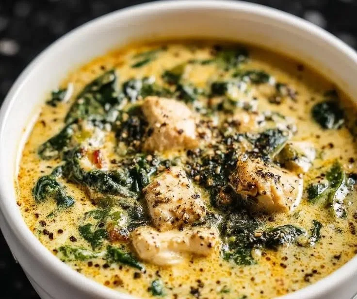 Creamy chicken spinach soup for immune support in 30 minutes