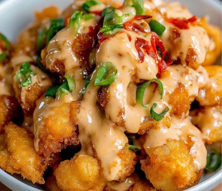 Crispy Bang Bang Chicken served with a spicy dipping sauce
