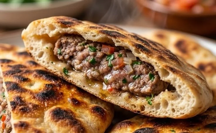 Delicious crispy Lebanese arayes made with flavorful meat filling.