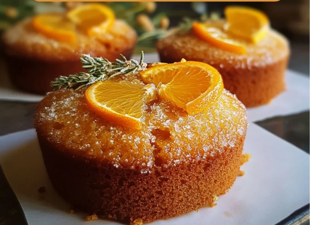 Delicious orange ginger honey cakes topped with icing on a plate