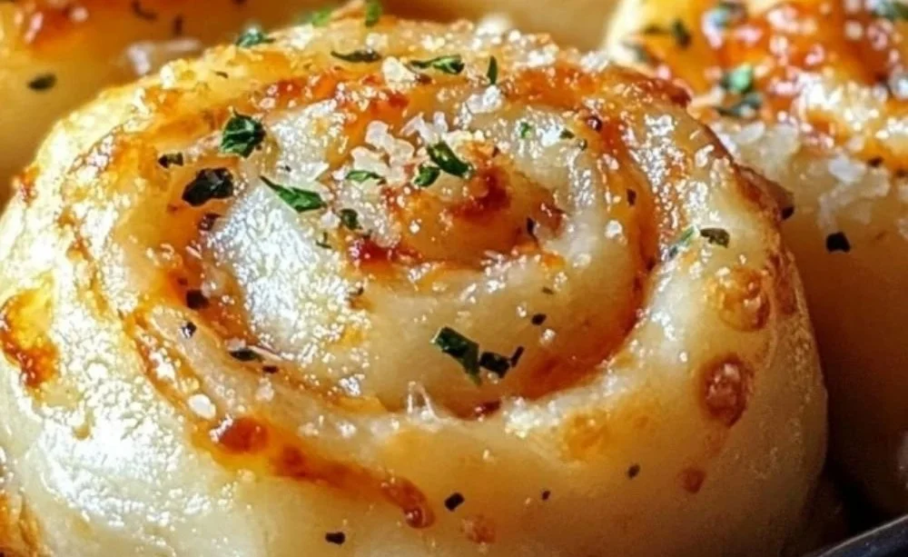 Delicious New York pizza rolls with mozzarella and garlic butter on a plate.