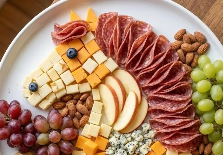 Equine-shaped grazing board designed for serving snacks in a unique style.