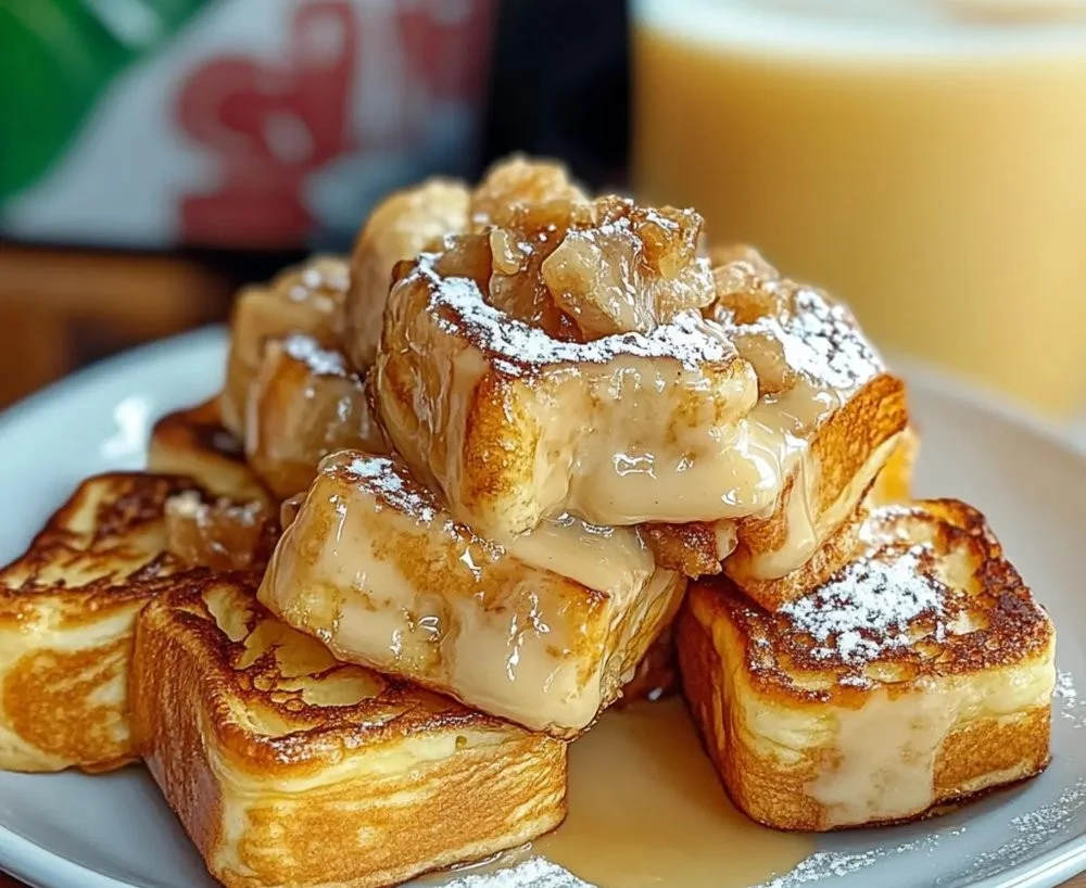 French Toast made with Hawaiian Rolls served on a plate