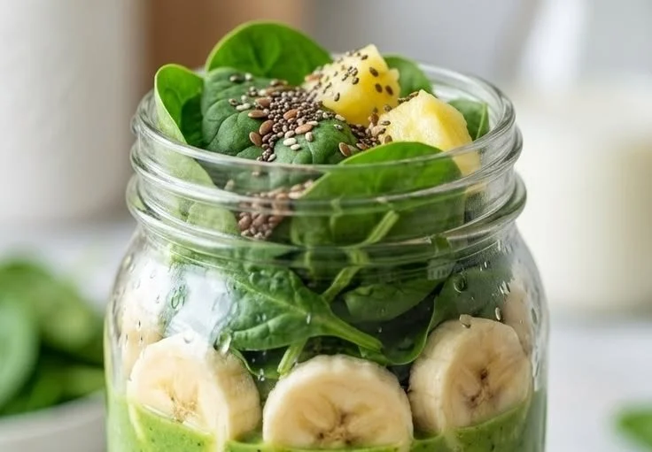 Green smoothie ingredients prepared for meal-prep and blending.