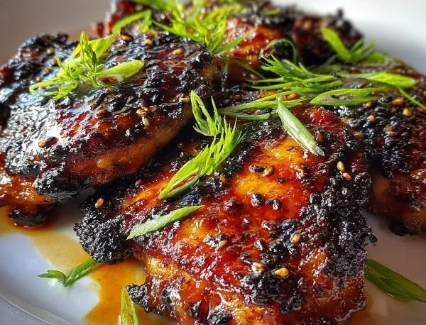 Grilled teriyaki chicken served with fresh vegetables on a plate