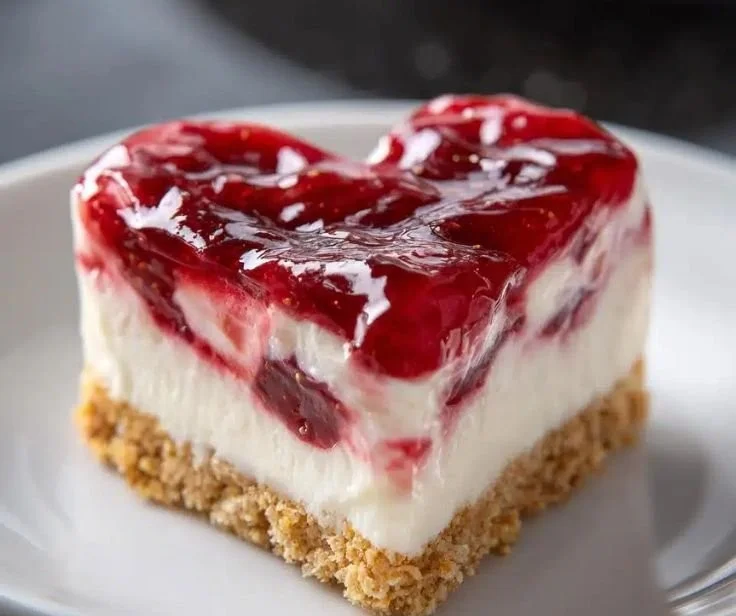 Heart-shaped no-bake desserts ready to be served on a festive table.